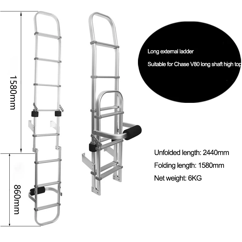 Liga de alumínio RV Escada Traseira, Multi-purpose, Folding, Outdoor, Anti-Skid Montagem, Adequado para Caravana