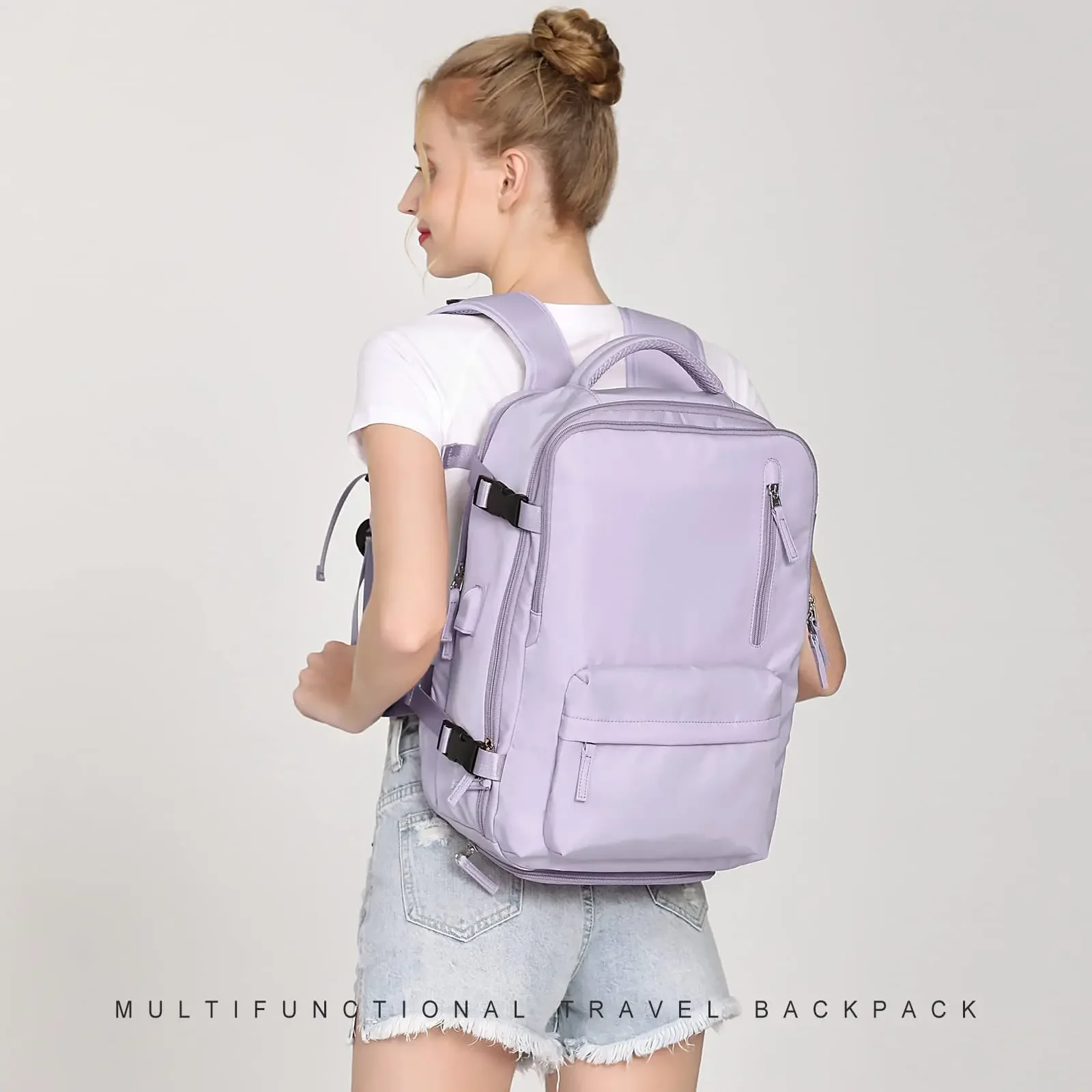 Mochila de viaje de gran capacidad para mujer, Maleta multifunción, bolsas escolares de carga USB, equipaje ligero