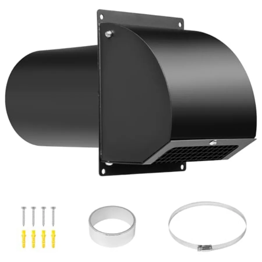 

Hooded Wall Vent Cover with Screen and Damper, 1GA/2MM Thick Heavy-Duty Steel Vent Covers for Wall, Vent Cover for Dryer Ventil