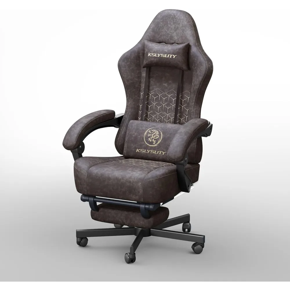 

Breathable Leather Gaming Chair with Individually Pocketed Spring Seat Cushion, Headrest, Computer Gaming Chair with Footrest