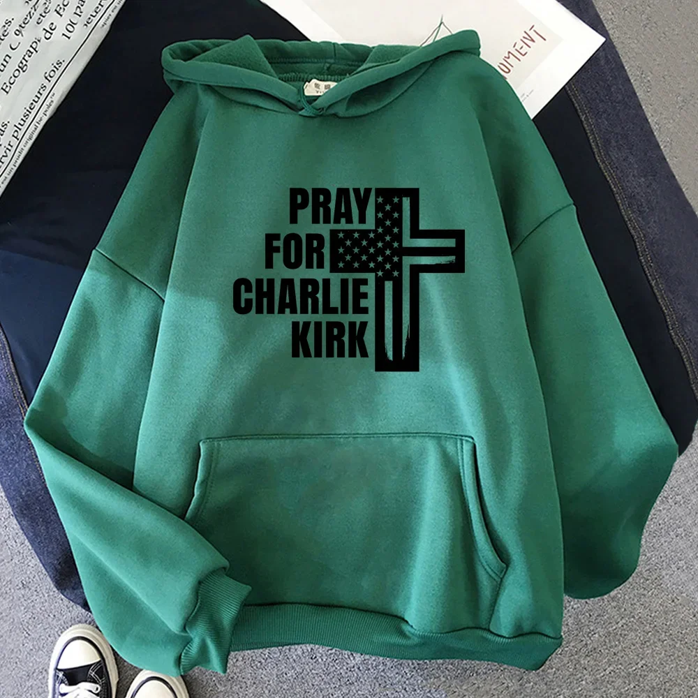 PRAYFOR Charlie Kirk sudaderas con capucha con estampado gráfico sudaderas suaves ropa de lana de manga larga jerseys Harajuku Charlie Kirk