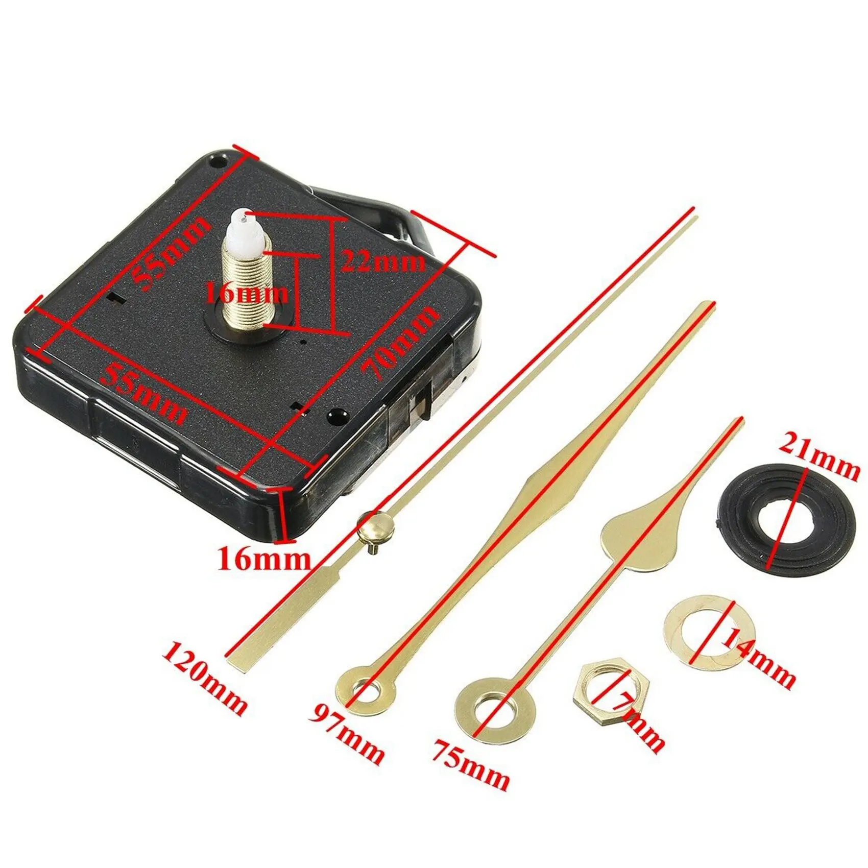 DIY 사일런트 무브먼트 스핀들 핸드 벽 쿼츠 시계 무브먼트 메커니즘 수리 도구 부품 시계 키트, 10 개