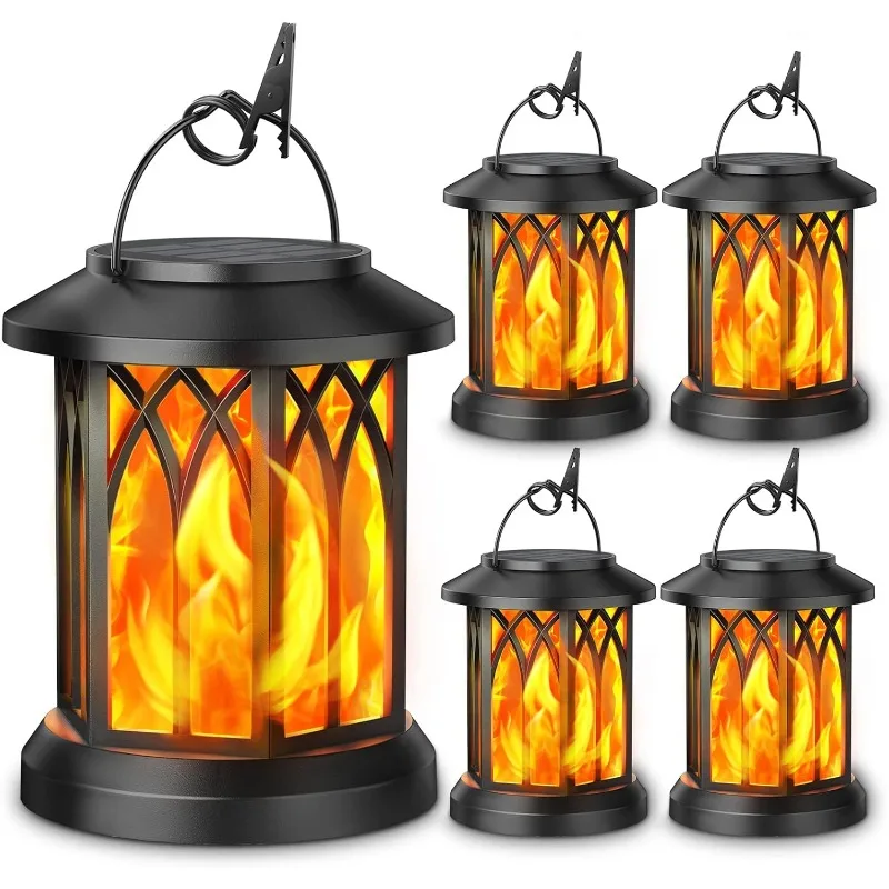 

KOOPER 4 Pack Solar Lantern Outdoor Lights, Upgraded Flickering Flame Solar Lanterns Lights Outdoor Waterproof, Hanging Lantern