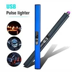 New Outdoor BBQ USB Arc Lighter Windproof Plasma Arc Flameless Lighter Rechargeable Long Kitchen Gas Stove Lighter