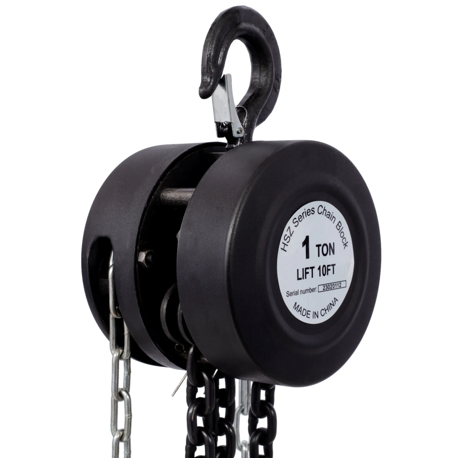 Chain Hoist 2200lbs 1T Capacity 10ft with Heavy Duty Hooks, Steel Construction, Black