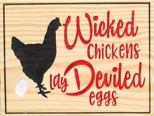 Wicked Chickens Lay Deviled Eggs Wall Art Funny Kitchen Sign Art Wall Decor Metal Sign Poster 8x12 Inches sign