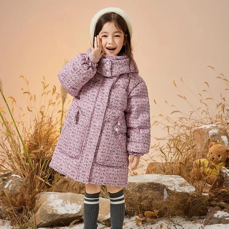 Girls' Down Jacket 2023 New Medium And Long Thickened Winter Clothes Children's Teen Parka Outfit Fashion Outerwear TZ940