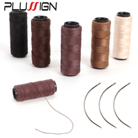 Black Brown Beige Needle And Thread For Hair Extensions Hair Weave Sewing Threads With C Shape Curved Needles Wig Making Tools