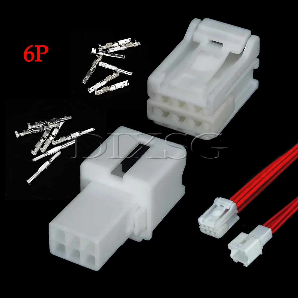 1 Set 6 Pin 6098-7379 6098-7384 Car Reading Light Cable Plug Auto Reservation Dash Cam Wire Connector with 20cm Wires