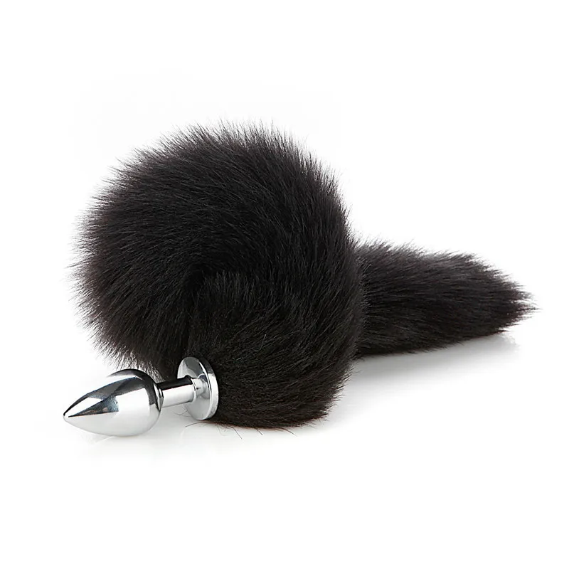 Black 40cm Detachable Fox Tail with Smooth Metal Anal Plug Sex Toys for Women Gay Couples Erotic Bdsm Butt Plug Adult Sex Shop