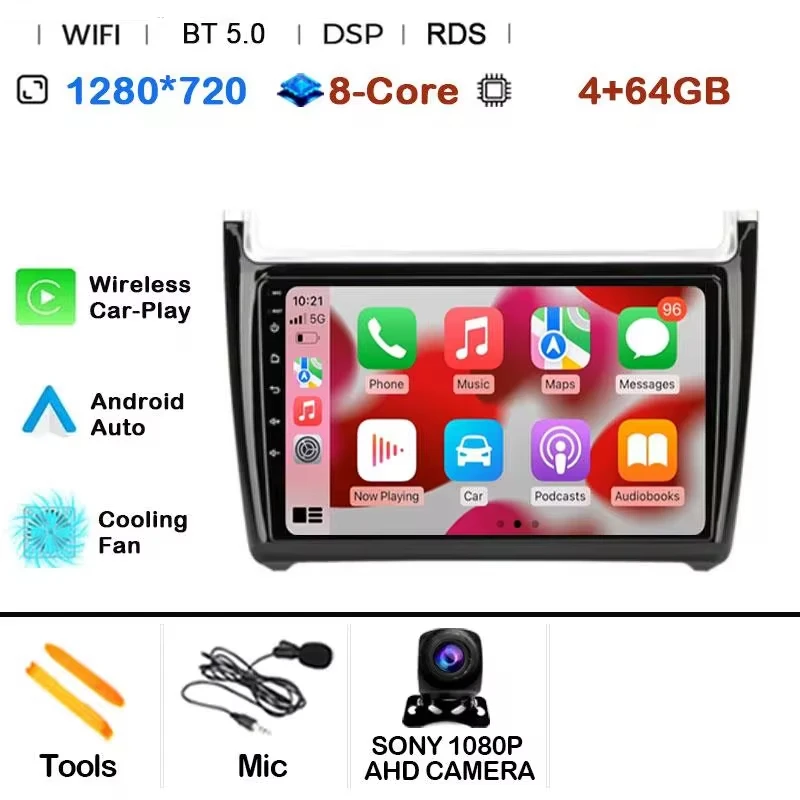 Android 15 Auto Radio 2Din CarPlay Multimedia Videospeler voor Volkswagen VW POLO sedan 6R 2008-2020 GPS Navigatie Autoradio