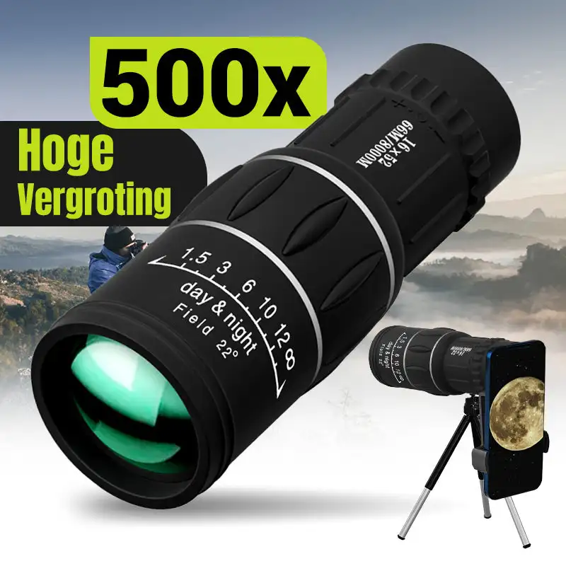 16x52 Monocular Telescope High-Power Dual Focus Optical Zoom Scope High Magnification Long Range Night Spyglass Telescope