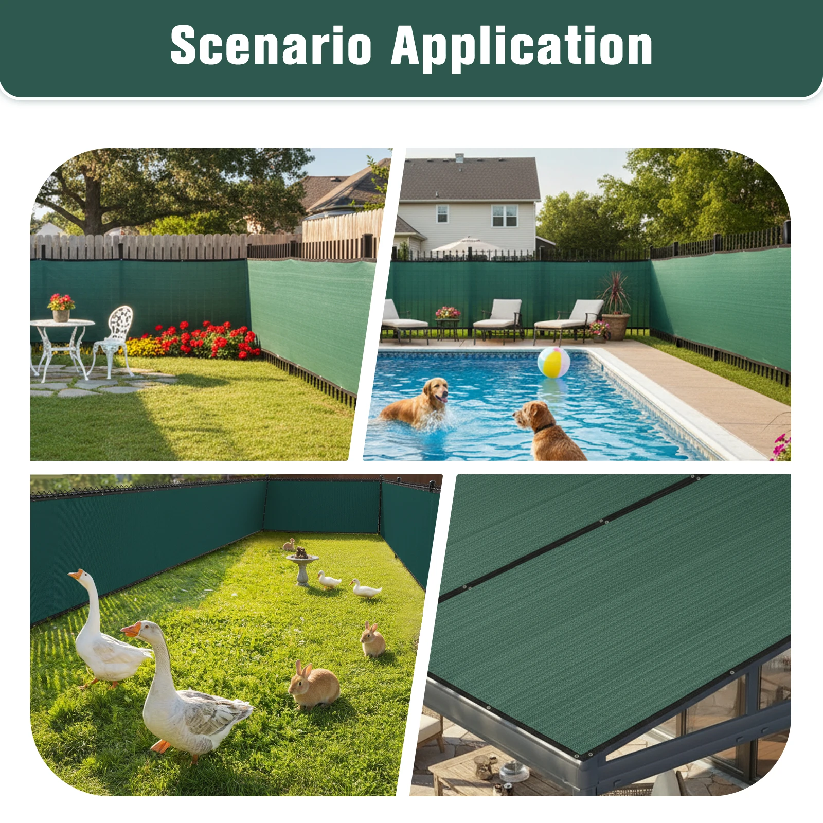 

4ft X 455ft Privacy Screen Fence 90% Blockage with Reinforced Bindings and Metal Grommets for Outdoor Wall Garden Yard Pool Deck