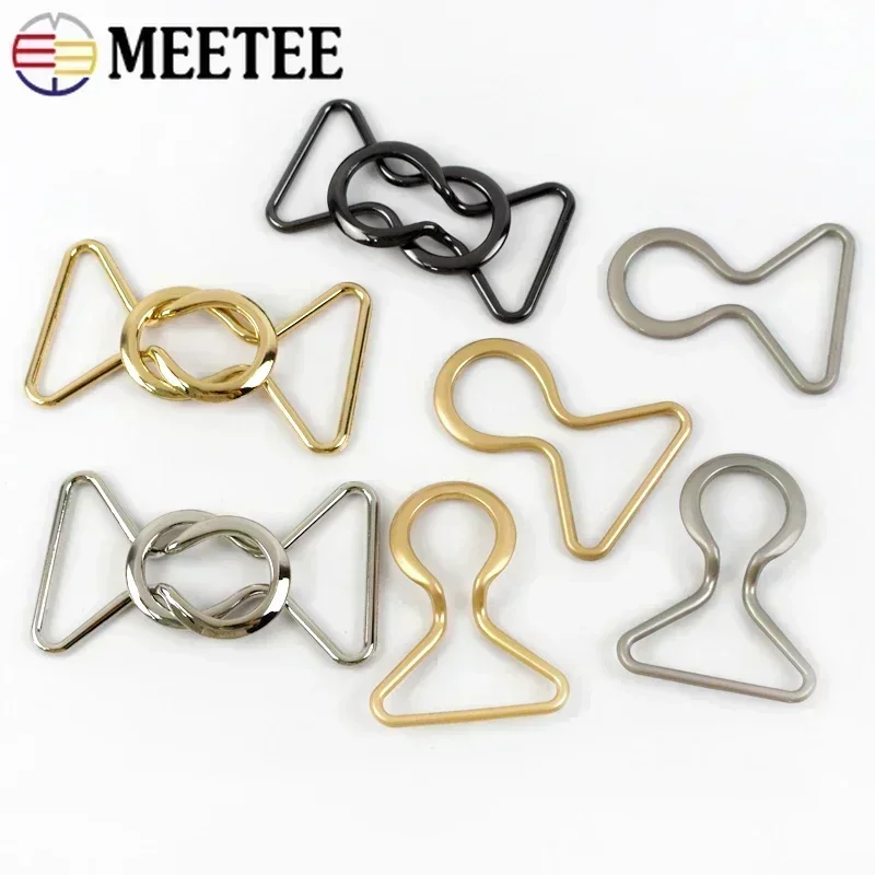 Meetee-Boucles en métal pour femme, 20-40mm, 5 pièces, pour manteau, taille, robe, sacs, vêtements, fermoir de ceinture, bricolage, accessoires