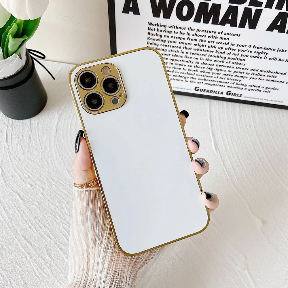 10pcs Luxury plating gold sublimation blank phone case for iphone 16 15 14 plus 13 12 pro 11 max xs x xr 7 8 se 2020 2022 cover