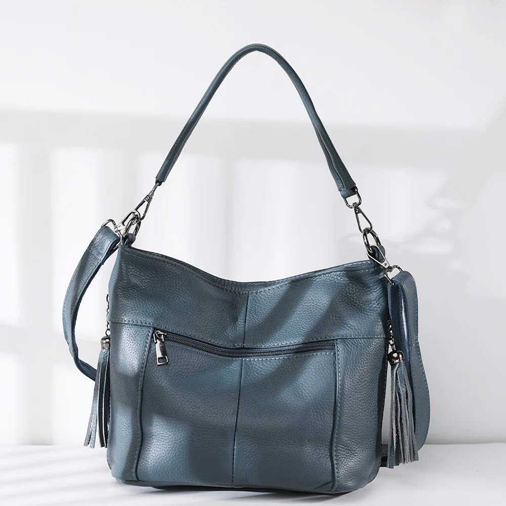 Head Layer Cow Leather Women\'s Genuine Leather Shoulder Bag, Ladies\' Large Capacity Handbag, Underarm High Quality Casual Tote