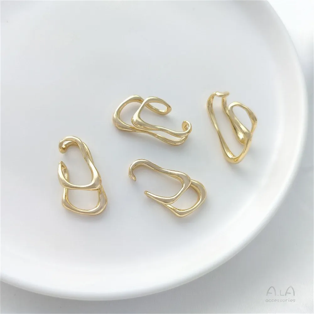 Copper-clad 14K Real Gold Irregular Double-layer Lava Ear Bone Clip, Light Luxury Metal, High-end Sense of No Ear Piercing E315