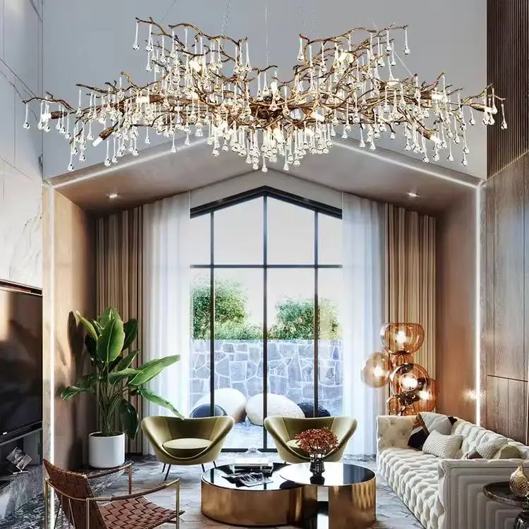 

American Vintage Branch Clear Crystal designer light Chandeliers, lustre luminaire for Kitchen island counter Customizable