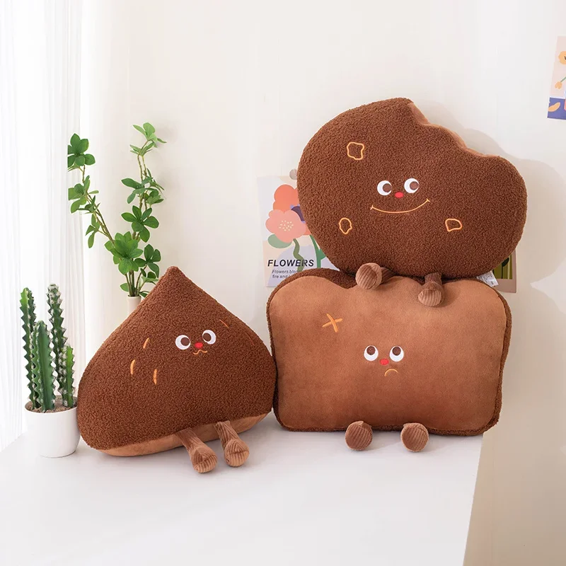 Stuffed Creative Cookie Chestnut Plush Pillow Soft Toast Bread Nap Pillow Cushion Toy Plushy Kids Gift Doll Home Decor