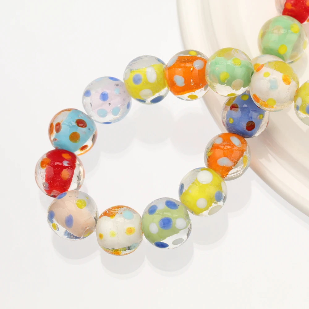 

12mm Round Spot Shape Handmade Lampwork Bead Millefiori Glass Loose Crafts Beads Lot for DIY Jewelry Making Accessories Findings
