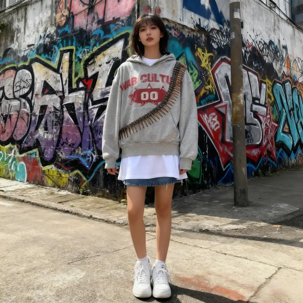 سترة بغطاء للرأس مطبوعة مخصصة لخريف وشتاء 2025، سترة دافئة وفضفاضة، معطف علوي للرجال والنساء