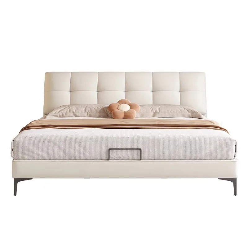 

Simple modern master bedroom soft bed, double leather bedroom bed