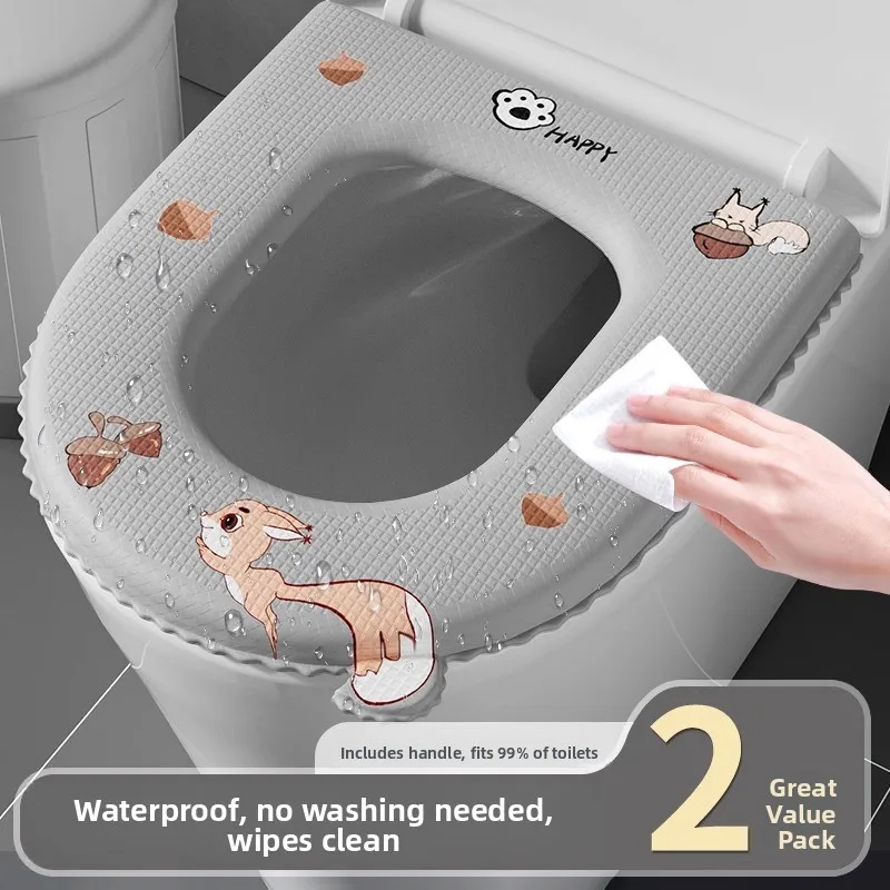 防水トイレシートクッション-2025年新型-粘着式-洗えるトイレリングカバー-家庭用トイレマットステッカー-四季通用
