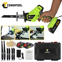 CONENTOOL 21V Cordless Reciprocating Saw with 2 Batteries & Charger, 0-3000 RPM Electric Saw, with 6PCS Saw Blades for Wood PVC