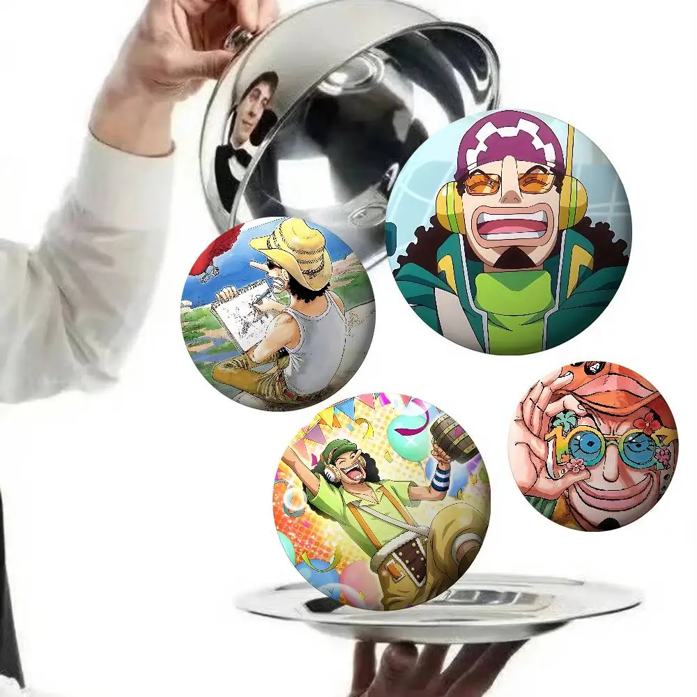 One Piece Usopp Badges Round Brooch Cute Cartoon Idol Cosplay Badges DIY Backpack Clothing Jewelry Pins