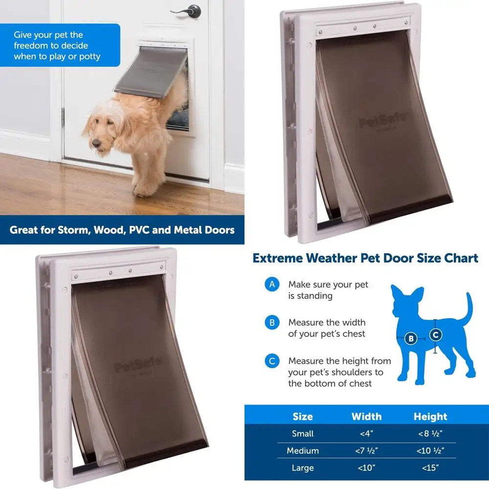 

Всепогодная утепленная дверца для животных - средний размер, прочная пластиковая рама, энергоэффективная, подходит для животных весом до 40 фунтов.