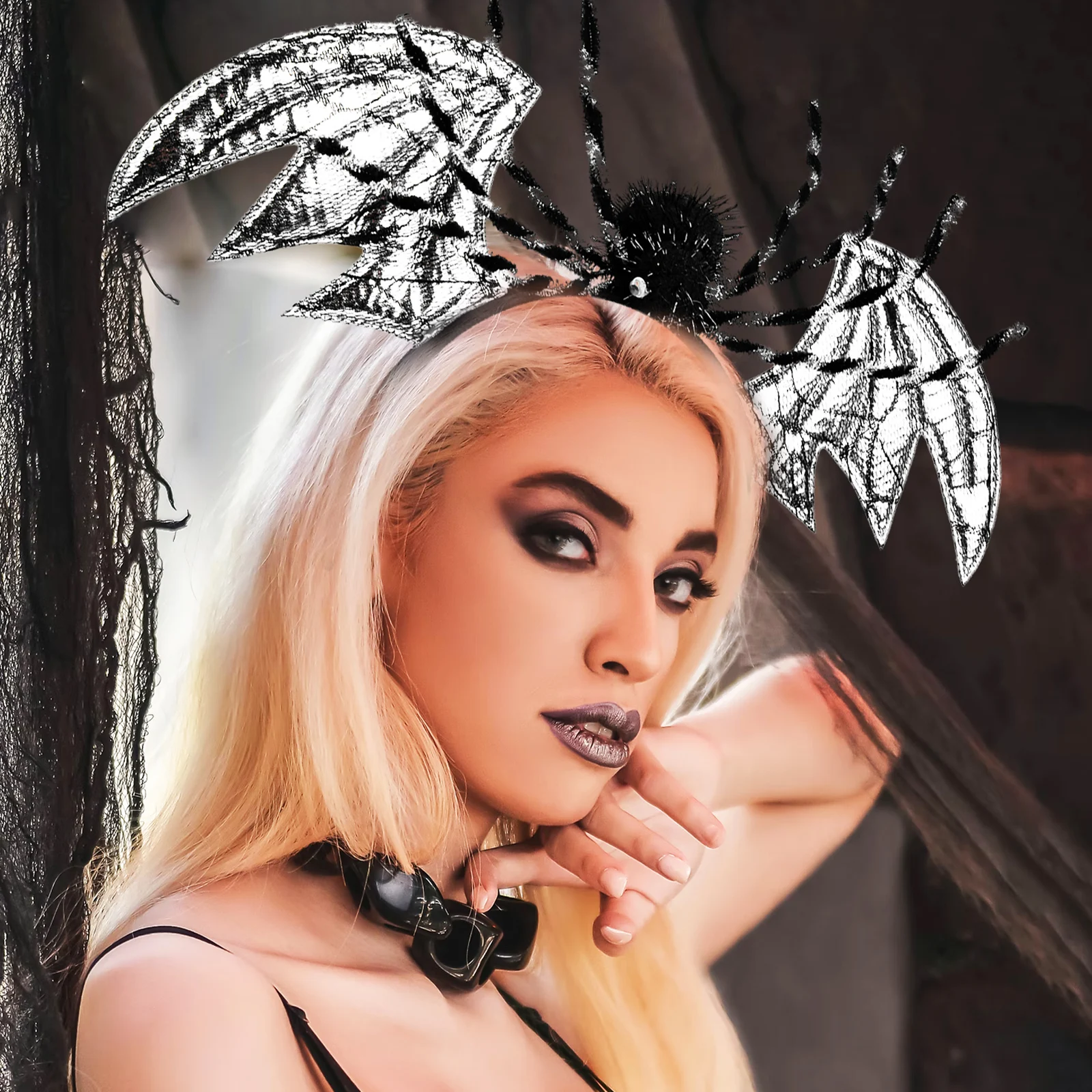 Halloween Headband Bat Spider Hoop Hairband for Girls Women Festival Party Costume Silver Color Unique Design Plastic Material