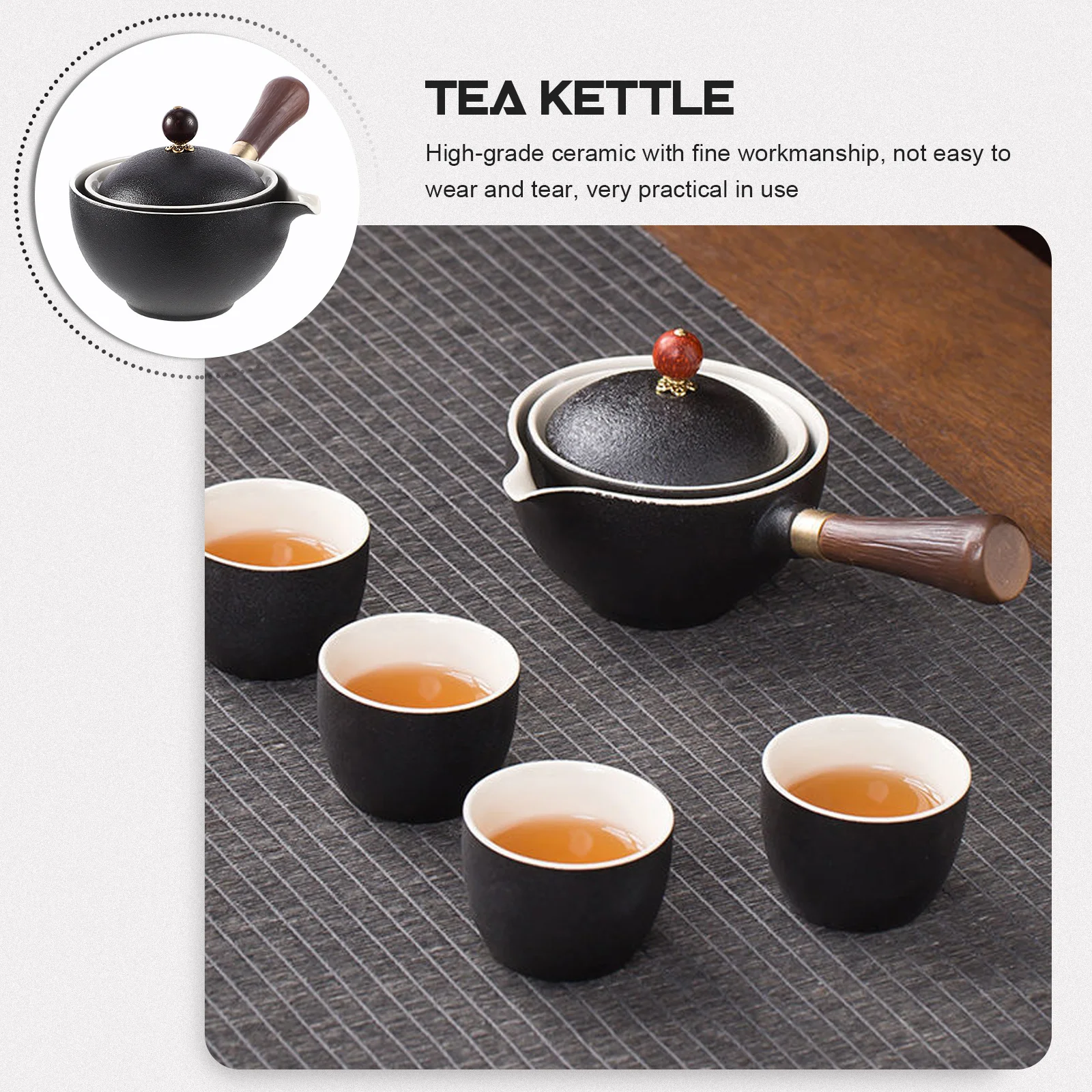 

Ceramic Tea Pot 360 Degree Rotatable Side Handle Design Loose Tea Brewing Pot Decorative Teapot for Home Office Use