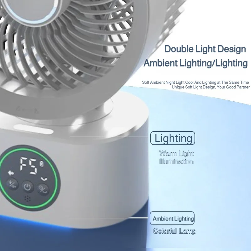 Cooling Home Desktop Shaking Head USB Charging Fan Air Circulation Intelligent Voice Timing Fan Home&dormitory Desktop Fan