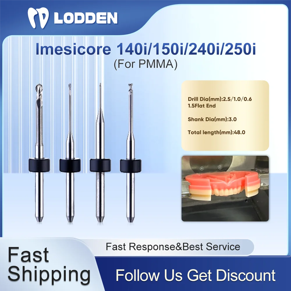 

Dental Milling Burs For Imesicore140i/150i/240i/250i NC Coating PMMA Grinding Drill D3-48mm-D0.6/1.0/2.5/1.5mm for CAD CAM