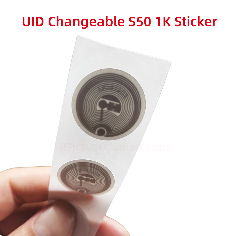UID Clone Label ، S50 ، 1K Tag ، قطر مستدير ، 25 من ملصق ، من 0 كتلة ، قابلة لإعادة الكتابة ، ISO14443A ، 20