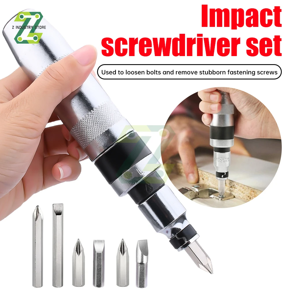 7/16 Pcs Impact Screwdriver Set Reversible Impact Screwdriver Rusty Corrosive Stubborn Fasteners Withdrawal Tool