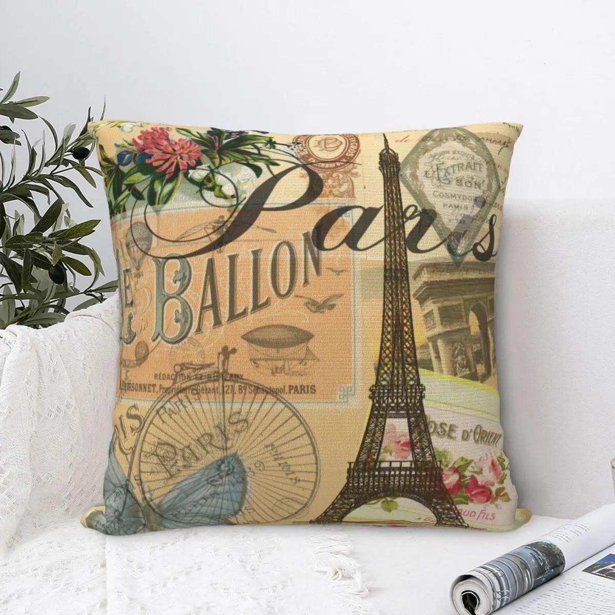 French Paris Europe Travel Pillow Cases London Flower Eiffel Tower Floral Cushion Covers Decor Pillowcase for Living Room