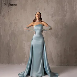 Eightree Sky Blue Mermaid Formal Prom Gowns Asymmetric Strapless Evening Dress Saudi Floor Length Women Party Dresses Customized