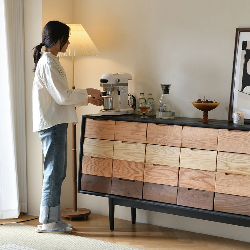 Modern living room, pure solid wood sideboard, tea bowl cabinet, entrance cabinet