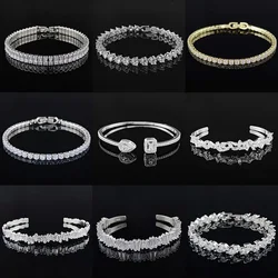 2023 New Fashion Luxury Punk Gold Silver Color Tennis Bracelets Bangle for Women Wedding on Hand Gift Jewelry Wholesale S5877