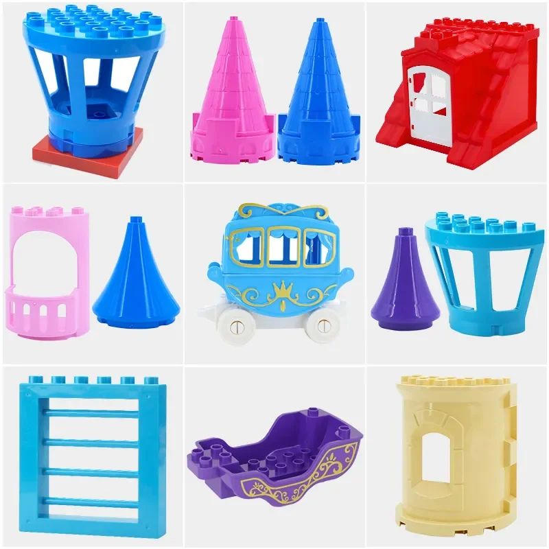 Cmpatible Big Building Blocks Castle Series Princess Prince Carriage Accessories Large Bricks Kids Assembly Toys Party Gifts