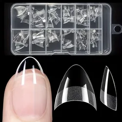 1Box/120pcs Half Cover Almond Fake Nails Half Matte Pre Buff Acrylic Nails Extra Short Almond Shape Gel Nail Tips 12 Sizes