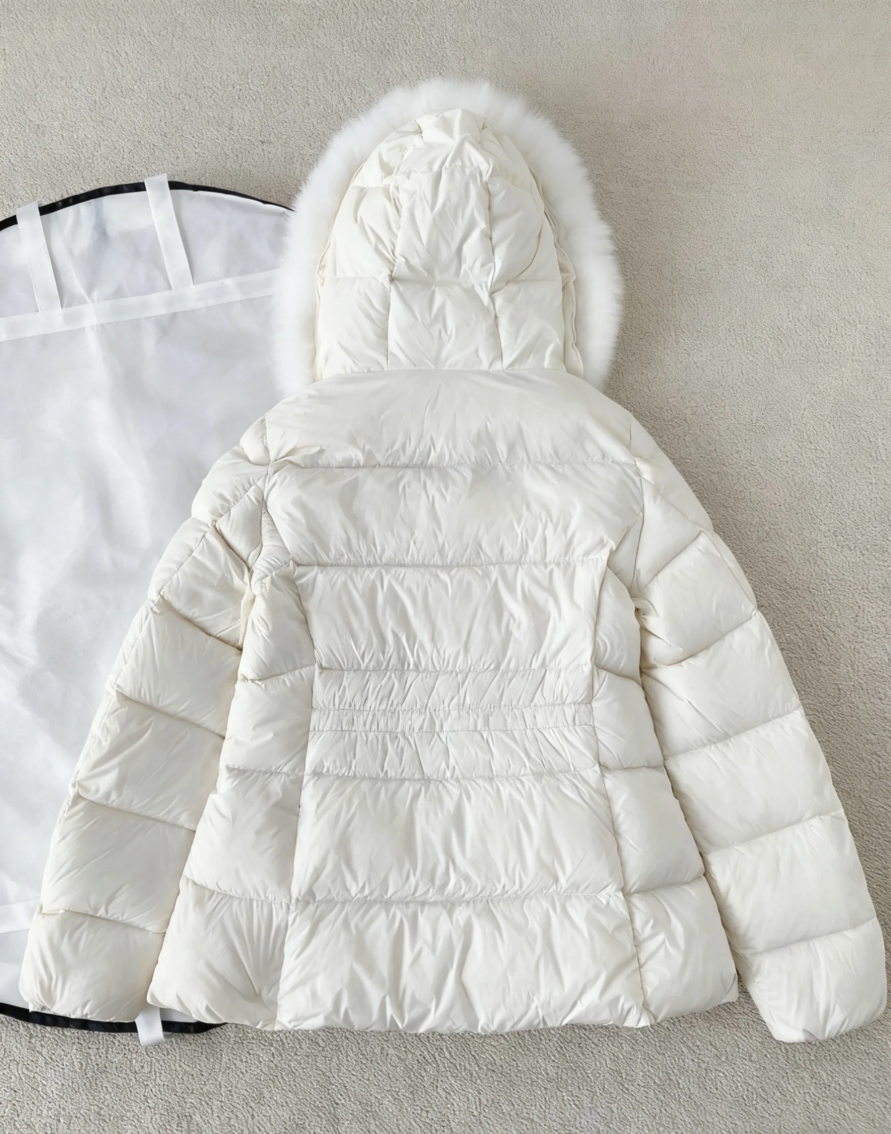 2025 Winter White Puffer Jacket Women's Real Fox Fur Hooded Warm Quilted Coat Short Lightweight Down Jacket