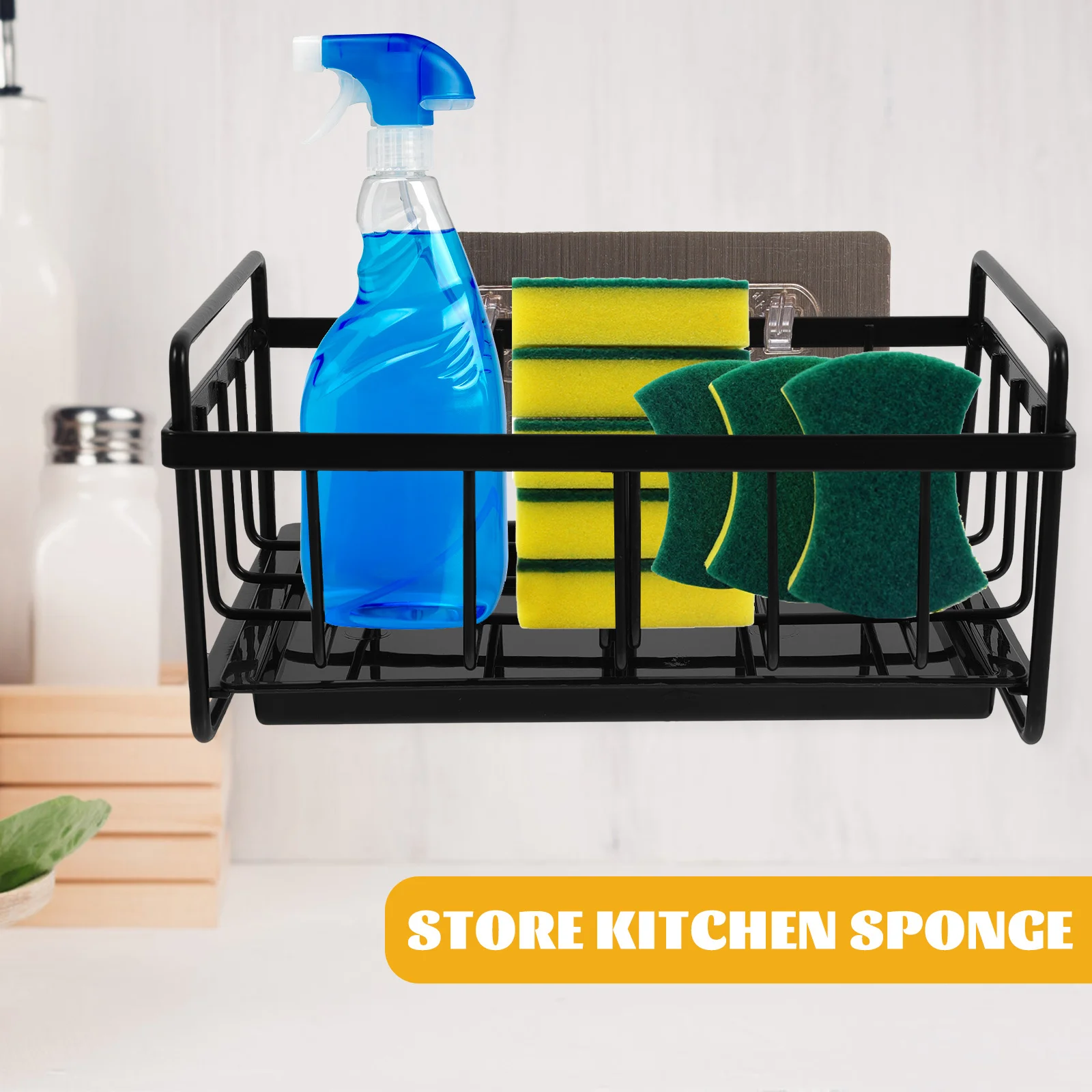 

Kitchen Sink Sponge Holder Heavy Duty Carbon Steel PP Organizer Tray Drain Rack Soap Soap and Sponge Holder Kitchen Sink Tray