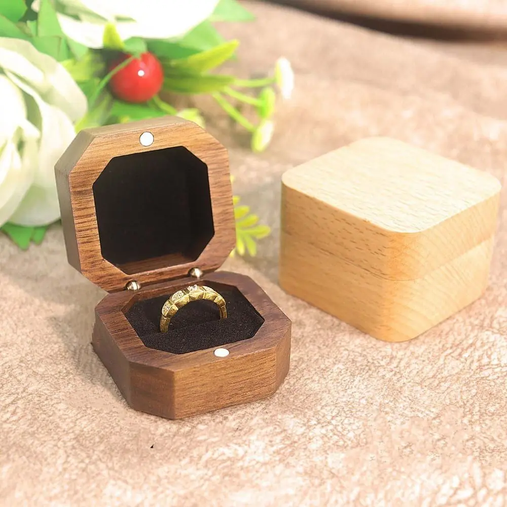 

Portable Velvet Wood Rings Box Retro Exquisite Earrings Display Tray Ear Studs Case Jewlery Organizer Ring Earring Holder Store