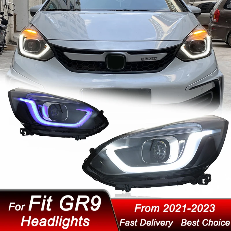 

Поп-автомобильные фары для Honda Fit GR9 2021-2023 для высокого стиля, полностью светодиодная сборка, обновленный комплект аксессуаров для линз проектора