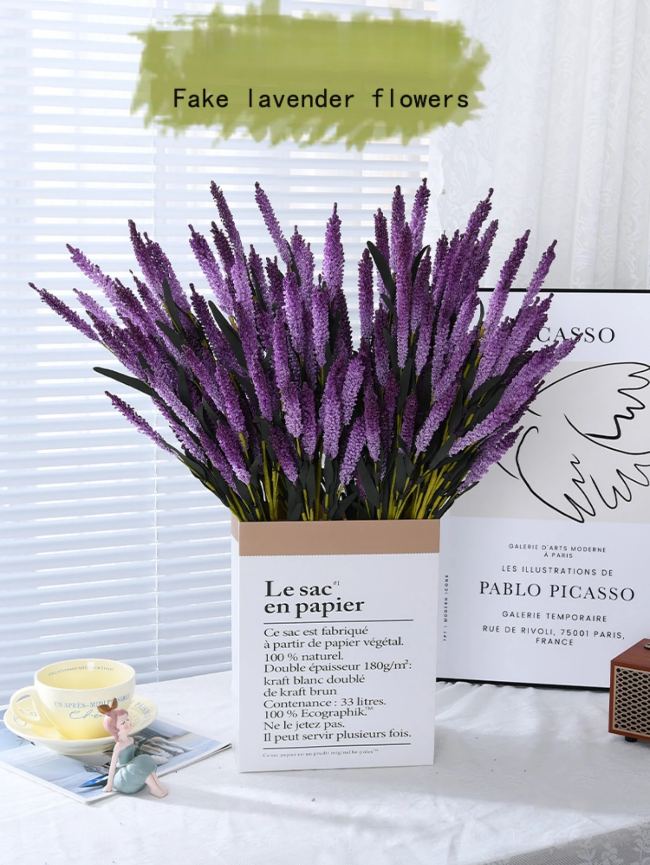 Künstlicher Lavendelstrauß, lila Kunstblumen für Haus, Garten, Hochzeitsdekoration, Valentinstag, Geburtstag, Abschlussgeschenk, Vasenfüller – Detail 12