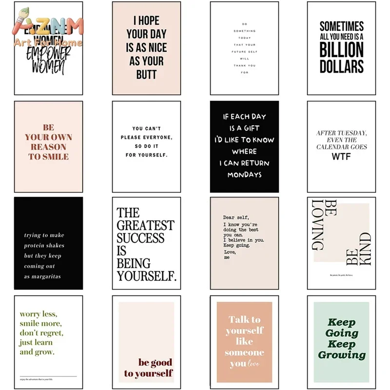 AZNM Neutral Motivational Quote Canvas Print Funny Positive Women Empowerment Text Minimalist Office Bedroom Wall Poster Unframe