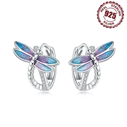 Orecchini a forma di libellula squisiti in argento sterling 925 Gioielli Orecchini a cerchio versatili per gioielli da donna Regali per feste di compleanno