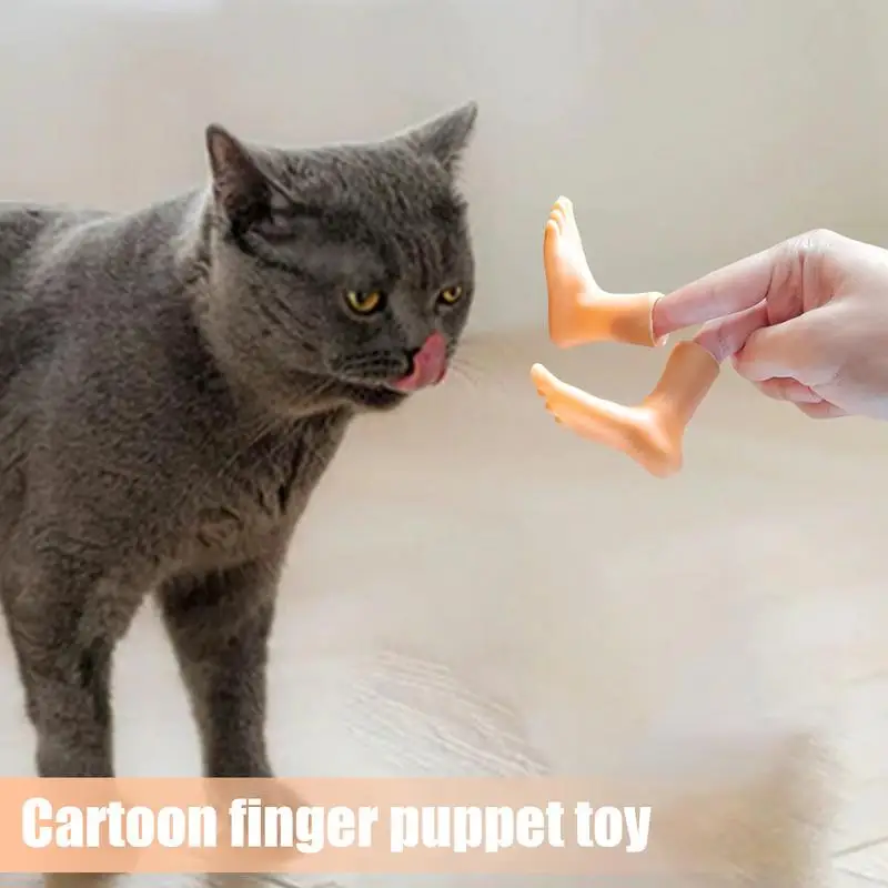 2pcs PVC Finger Feet Puppet Tiny Feet Puppet For Fun Little Feet Fingers For Adults Kid Novelty Cat Teaser Toys